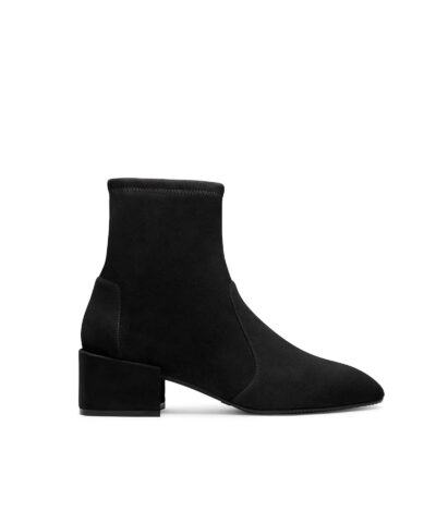 Stuart Weitzman Accordion Black Suede Bootie-20239002