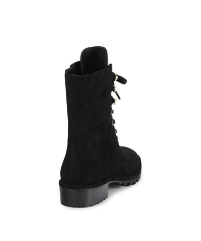 Stuart Weitzman Laine Faux Pearl-Embellished Suede Combat Boots - Image 3