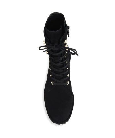Stuart Weitzman Laine Faux Pearl-Embellished Suede Combat Boots - Image 5