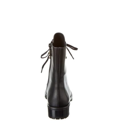 Stuart Weitzman Laine Pearl Leather Combat Boot In Black 20247903 3