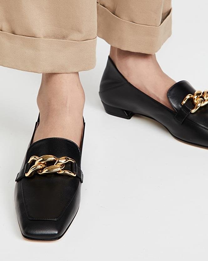 Alternative view of Stuart Weitzman Mickee Chain Square-Toe Leather Loafers