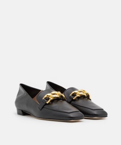 Stuart Weitzman Mickee Chain Square-Toe Leather Loafers - Image 5