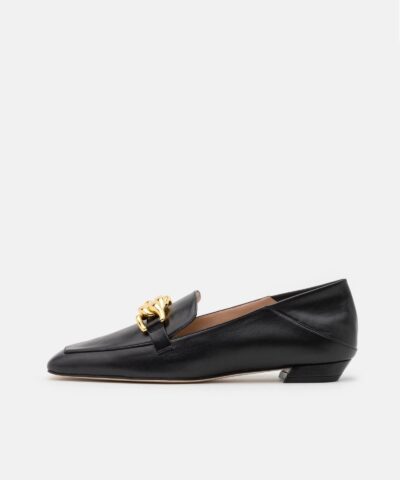 Stuart Weitzman Mickee Chain Square-Toe Leather Loafers - Image 6