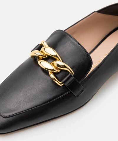 Stuart Weitzman Mickee Chain Square-Toe Leather Loafers - Image 7