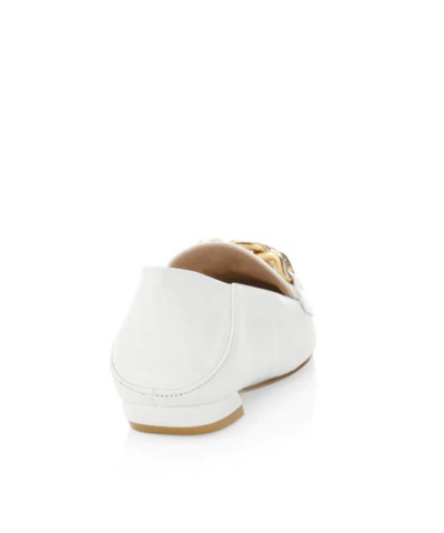 Stuart Weitzman Mickee Chain Square Toe Leather Loafers White 20247968 2