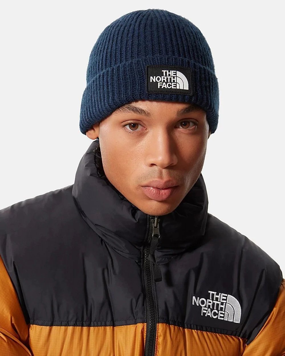 Alternative view of The North Face Logo Box Cuffed Beanie In Navy