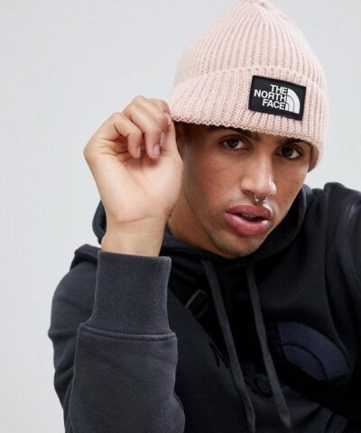 The North Face Logo Box Cuffed Beanie In Pink 20245637 2