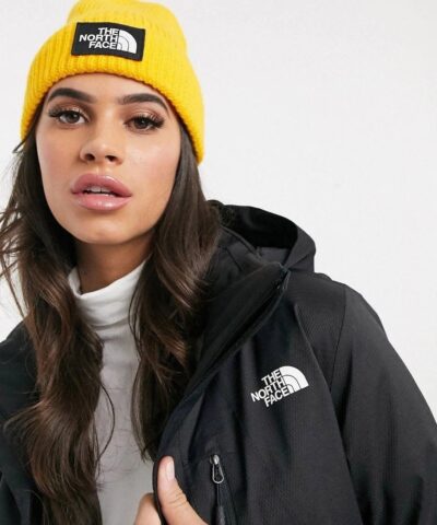 The North Face Logo Box Cuffed Beanie In Yollow 20245647 1