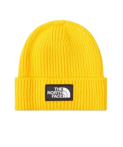 The North Face Logo Box Cuffed Beanie In Yollow-20245648