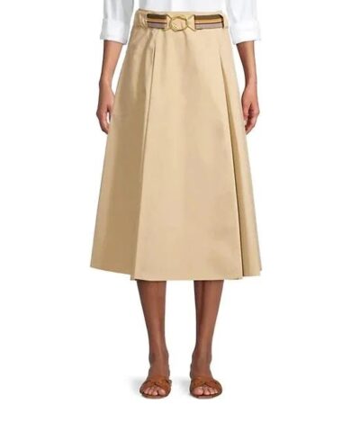 Tory Burch A Line Poplin Pleated Skirt 20249857 3