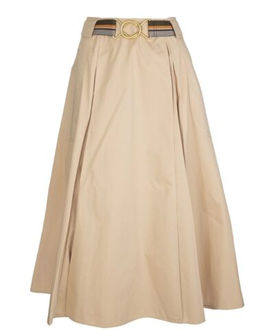 Tory Burch A-Line Poplin Pleated Skirt-20249861