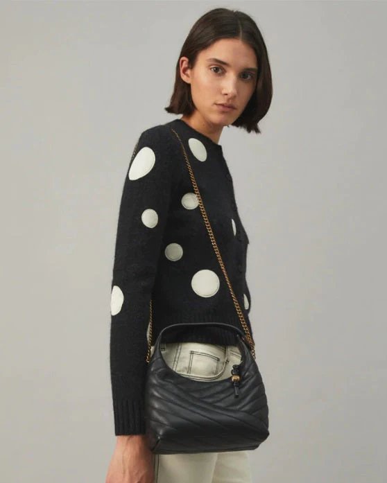 Alternative view of Tory Burch Black Kira Chevron Crescent Bag