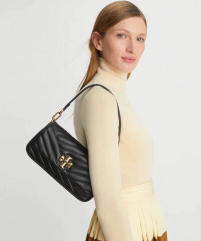 Tory Burch Black Kira Chevron Small Flap Shoulder Bag 20243225 1
