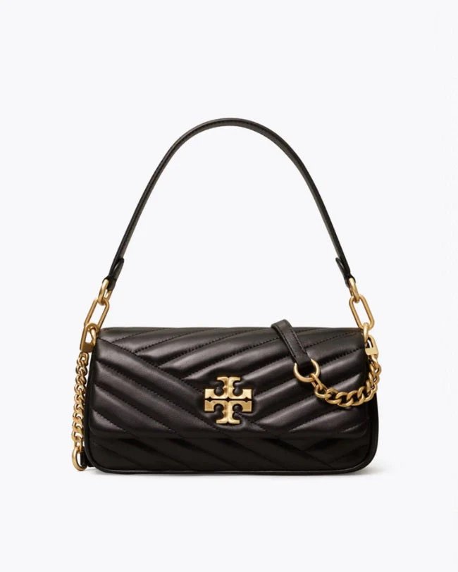 Tory Burch Black Kira Chevron Small Flap Shoulder Bag-20243225