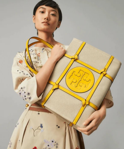 Alternative view of Tory Burch Ella Canvas Quadrant Knot Tote Bag