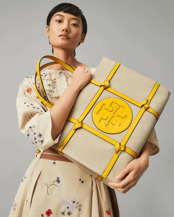 Alternative view of Tory Burch Ella Canvas Quadrant Knot Tote Bag