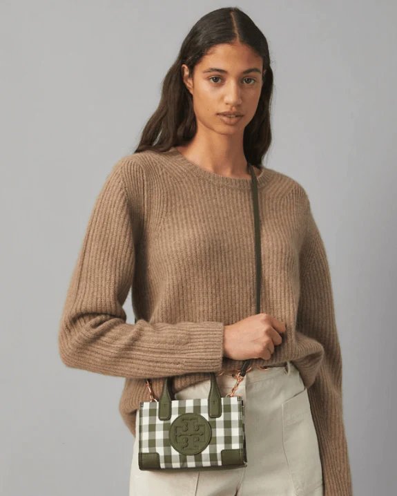 Alternative view of Tory Burch Ella Gingham Micro Tote Bag