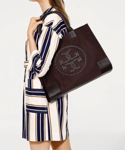 Tory Burch Ella Stud Logo Nylon Tote 20251531 1