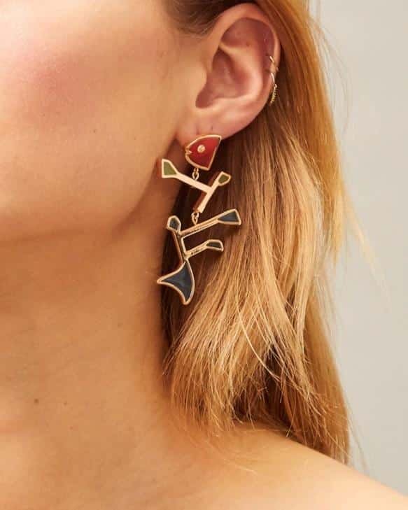 Alternative view of Tory Burch Fish Multi-Color Mismatched Earring