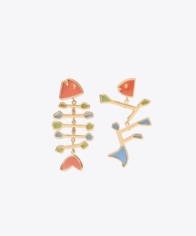 Tory Burch Fish Multi-Color Mismatched Earring-20255171
