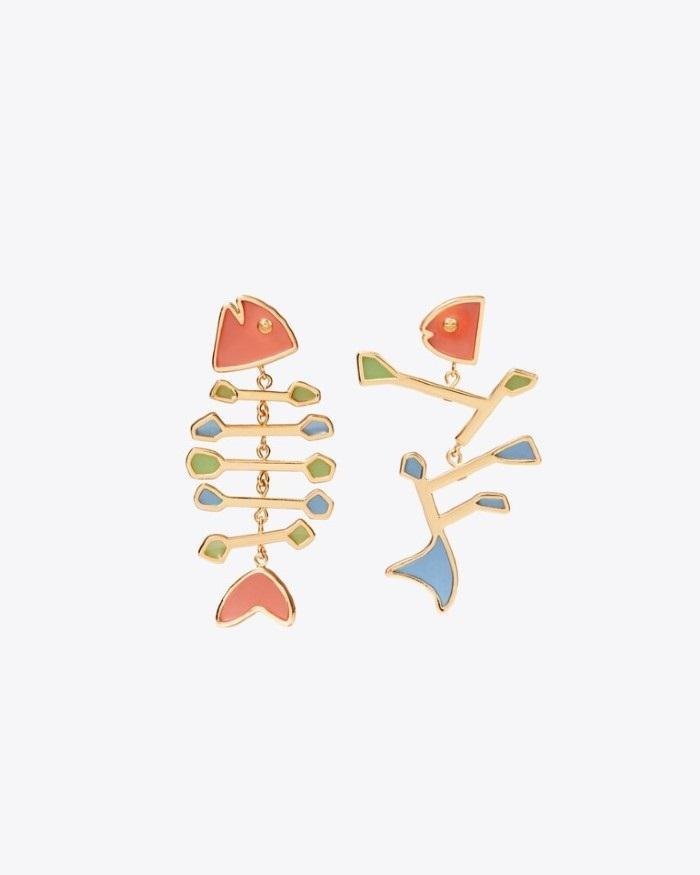 Tory Burch Fish Multi-Color Mismatched Earring-20255171