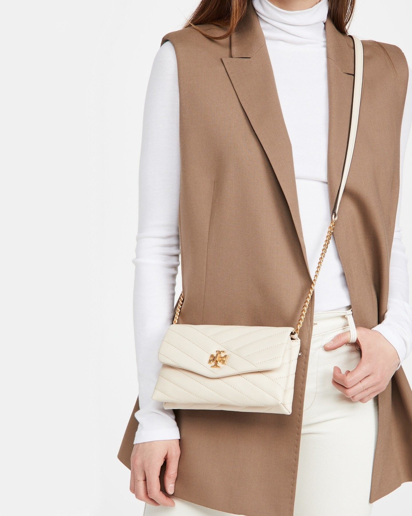 Alternative view of Tory Burch Kira Chevron Chain Wallet Crossbody Bag, New Ivory