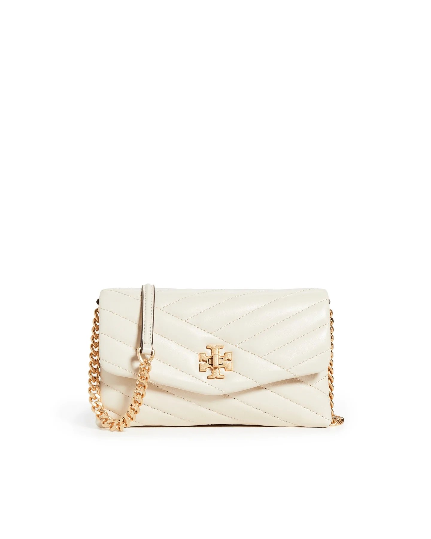 Tory Burch Kira Chevron Chain Wallet Crossbody Bag, New Ivory-20253689