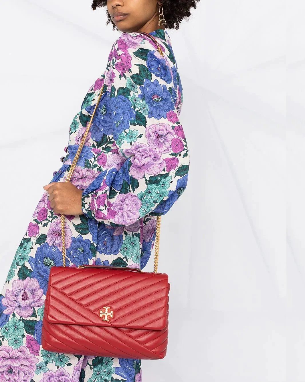 Alternative view of Tory Burch Kira Chevron Convertible Shoulder Bag, Red