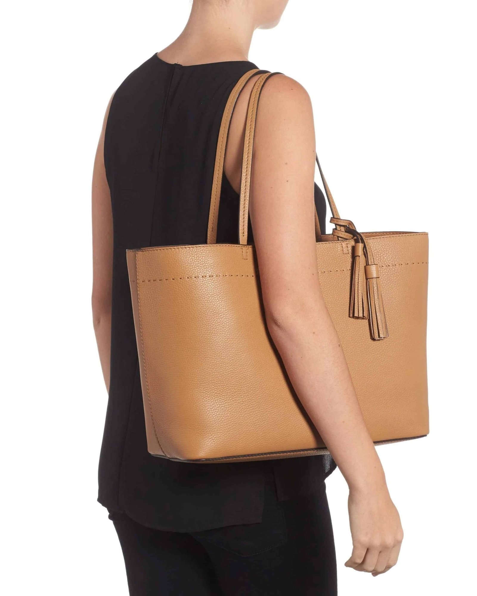 Alternative view of Tory Burch McGraw Leather Tote, Dk Tiramisu
