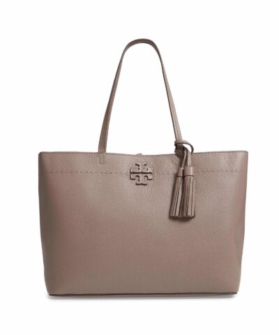 Tory Burch McGraw Leather Tote, Silver Maple-20256949