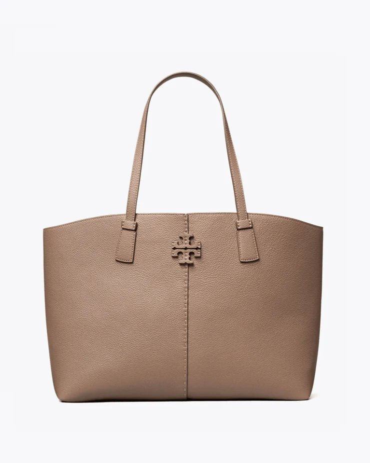 Tory Burch Mcgraw Tote Bag, Silver Maple-20256974