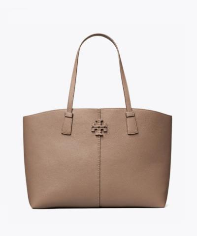 Tory Burch Mcgraw Tote Bag, Silver Maple-20256975