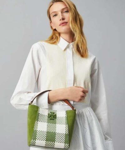 Tory Burch Mcgraw Woven Plaid Small Bucket Bag 20252040 1