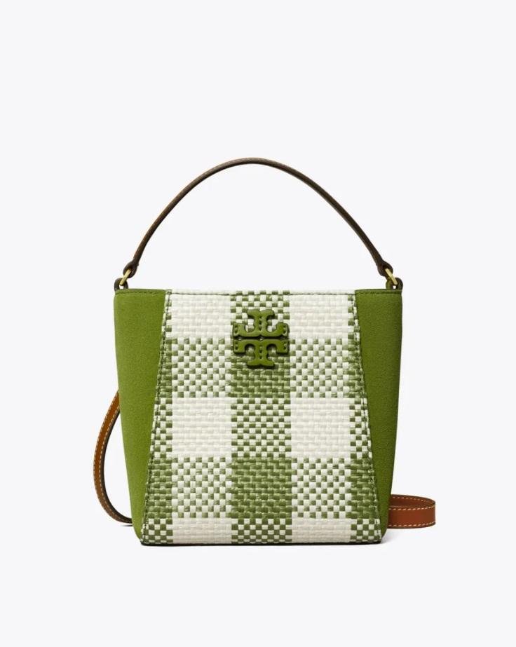 Tory Burch Mcgraw Woven Plaid Small Bucket Bag-20252040