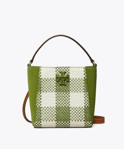Tory Burch Mcgraw Woven Plaid Small Bucket Bag-20252041