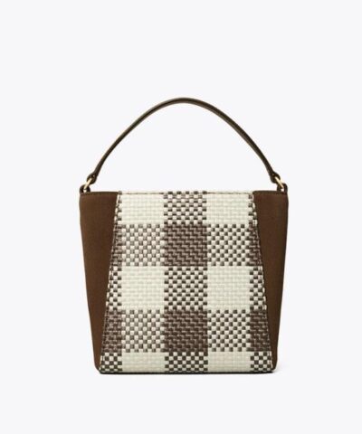 Tory Burch Mcgraw Woven Plaid Small Bucket Bag 20252047 3