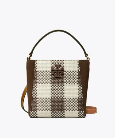 Tory Burch Mcgraw Woven Plaid Small Bucket Bag-20252047