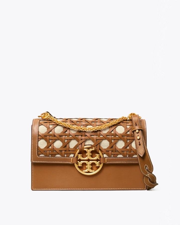 Tory Burch Miller Basket-Weave Shoulder Bag In Moose-20251684