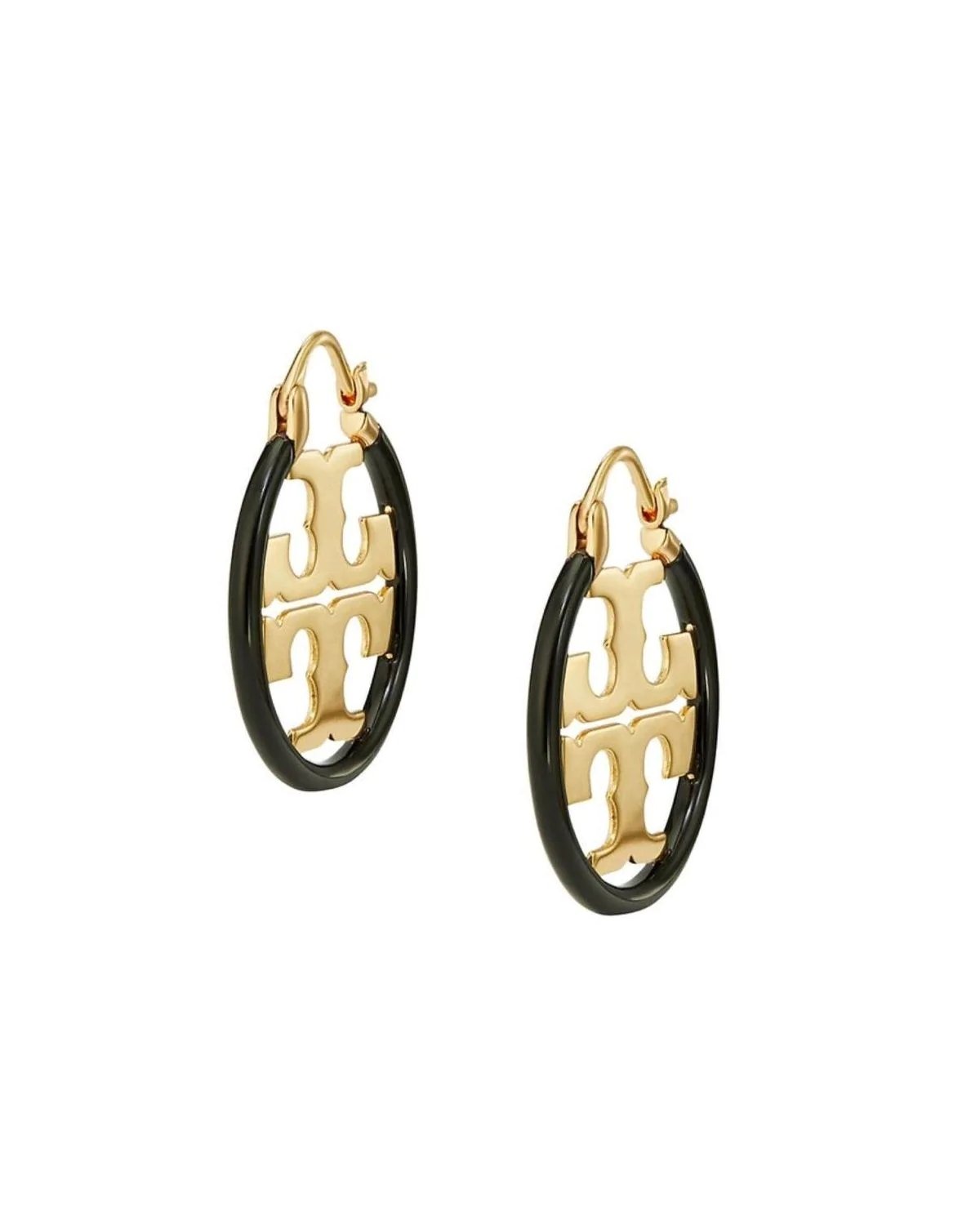 Alternative view of Tory Burch Miller Enamel Small Hoop Earring, Black