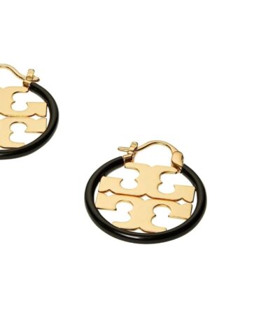 Tory Burch Miller Enamel Small Hoop Earring Black 20251248 3