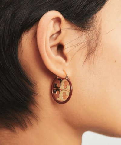Tory Burch Miller Enamel Small Hoop Earring Gold 20251236 3