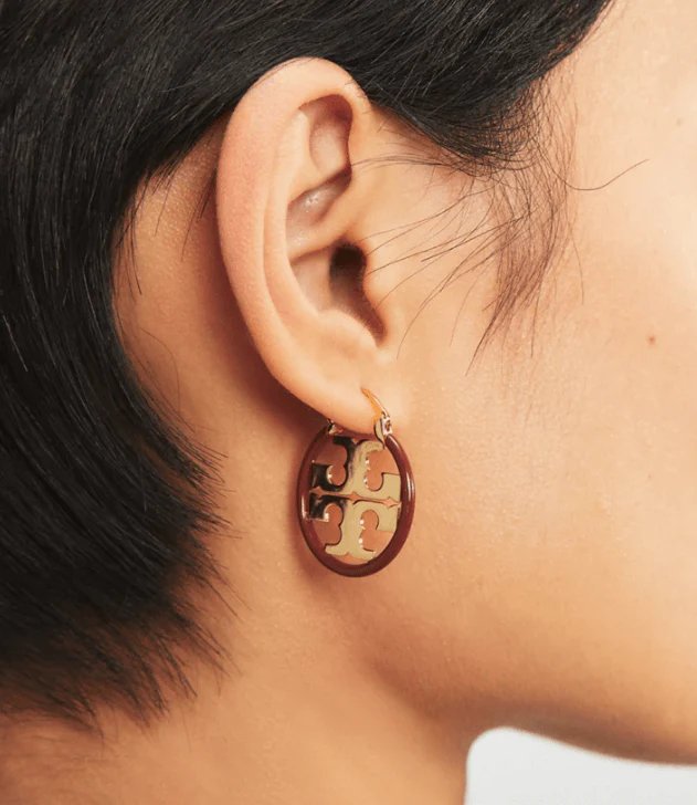 Alternative view of Tory Burch Miller Enamel Small Hoop Earring, Ivory