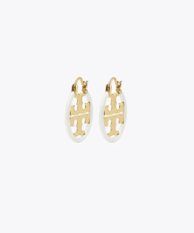 Tory Burch Miller Enamel Small Hoop Earring Ivory 20251254 2