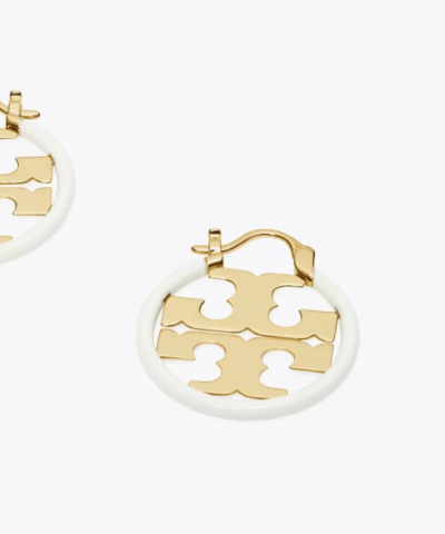 Tory Burch Miller Enamel Small Hoop Earring Ivory 20251254 3