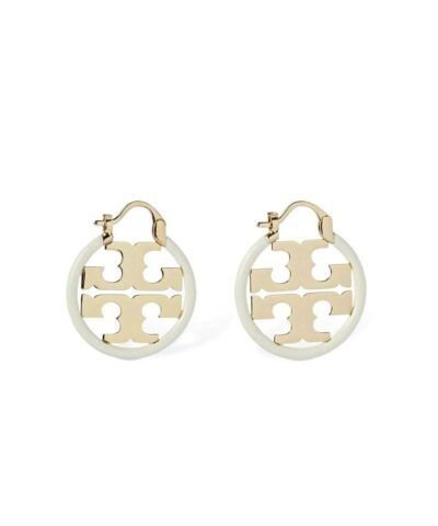 Tory Burch Miller Enamel Small Hoop Earring, Ivory-20251254