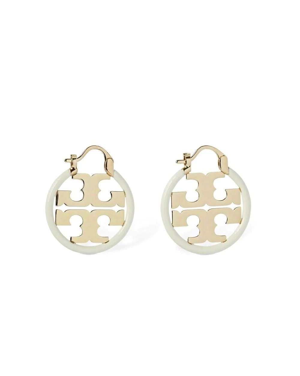 Tory Burch Miller Enamel Small Hoop Earring, Ivory-20251254