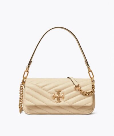 Tory Burch New Cream Kira Chevron Small Flap Shoulder Bag-20243232