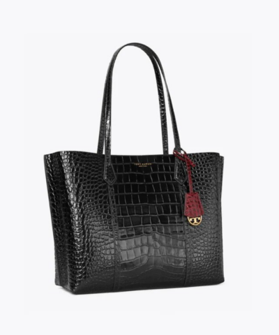 Tory Burch Perry Embossed Triple Compartment Tote Bag Black 20257070 2