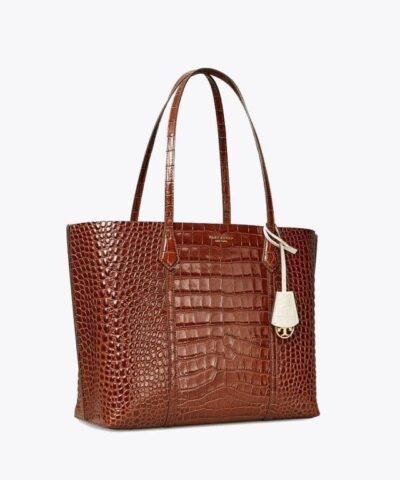 Tory Burch Perry Embossed Triple Compartment Tote Bag Brown 20257050 2