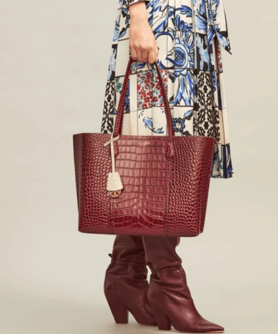 Tory Burch Perry Embossed Triple Compartment Tote Bag Claret 20257056 1